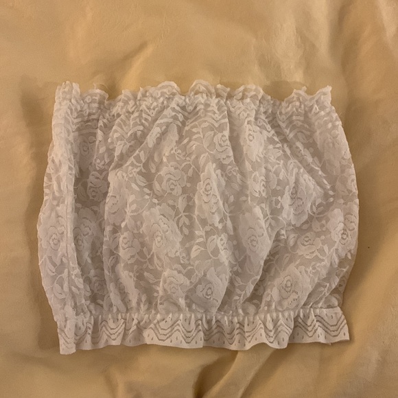 White floral tube top for summer, size S-M - Picture 3 of 3